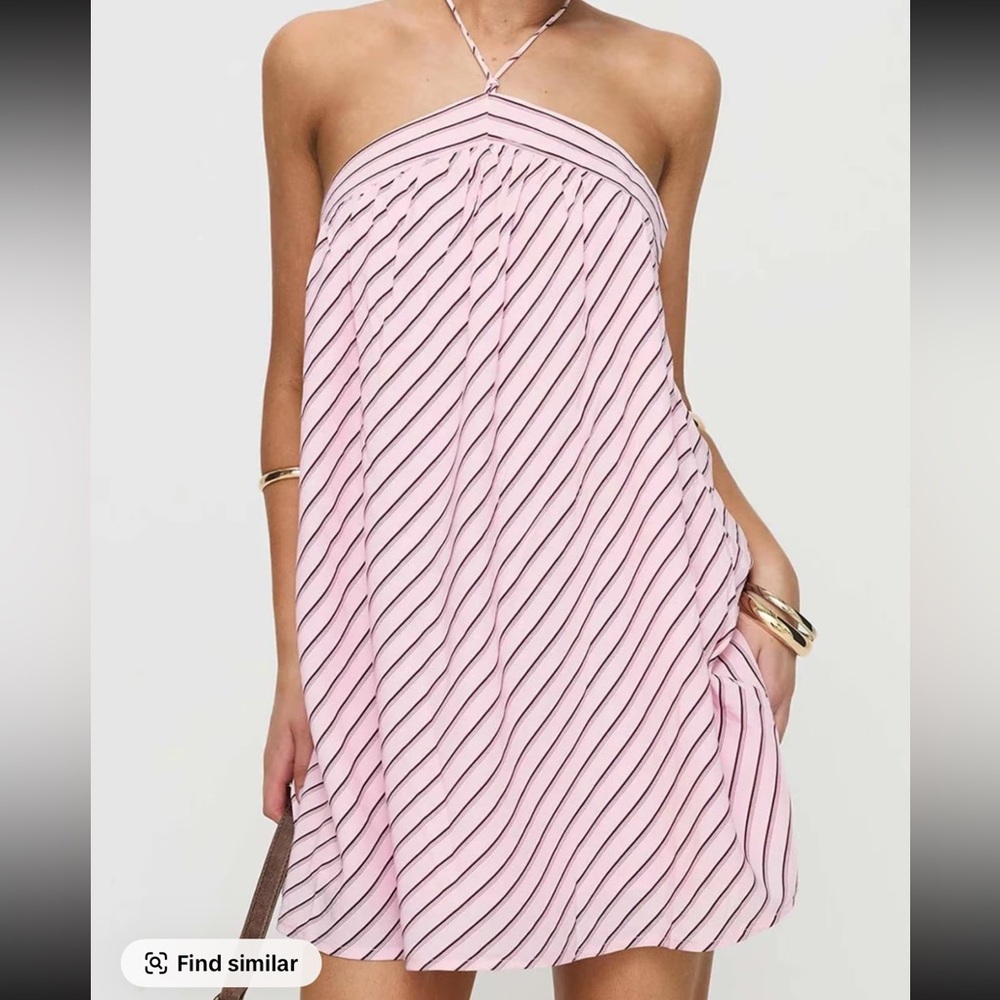 Striped pink halter sundress